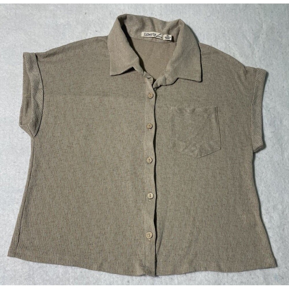 Liberty Love Knit Blouse Buttoned Tan Women’s